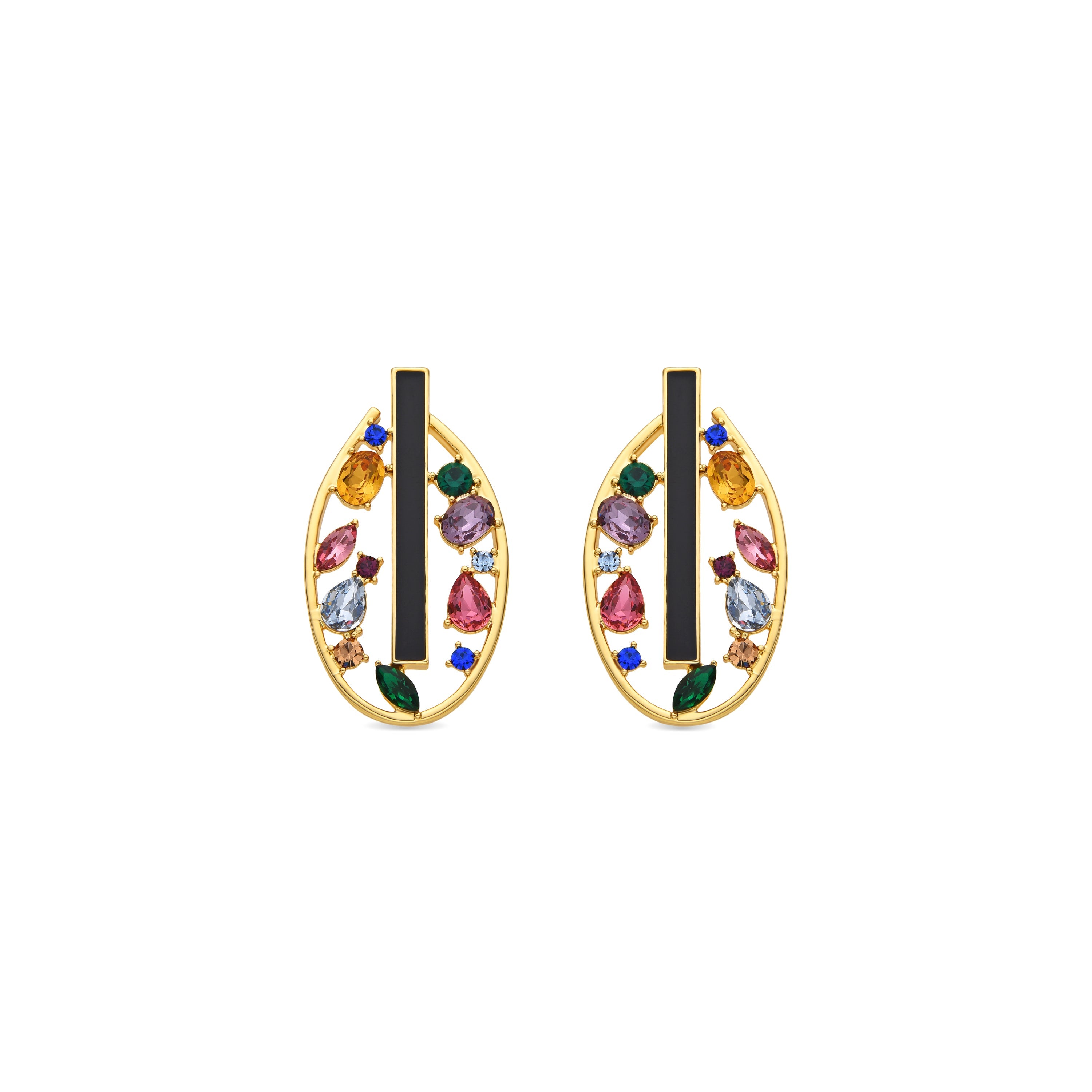 Pendientes con Circonita Multicolor acabado oro 18k - Habyo