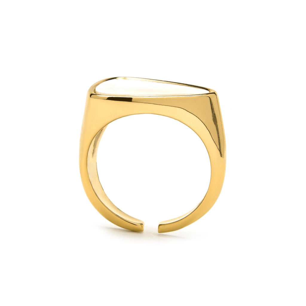Anillo con Madreperla Blanca acabado oro 18k - Sune