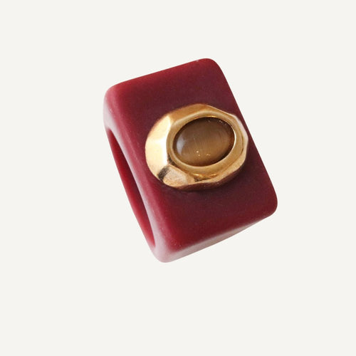 Anillo Burdeos con selenita marrón SAIRA - La Petite Sophie
