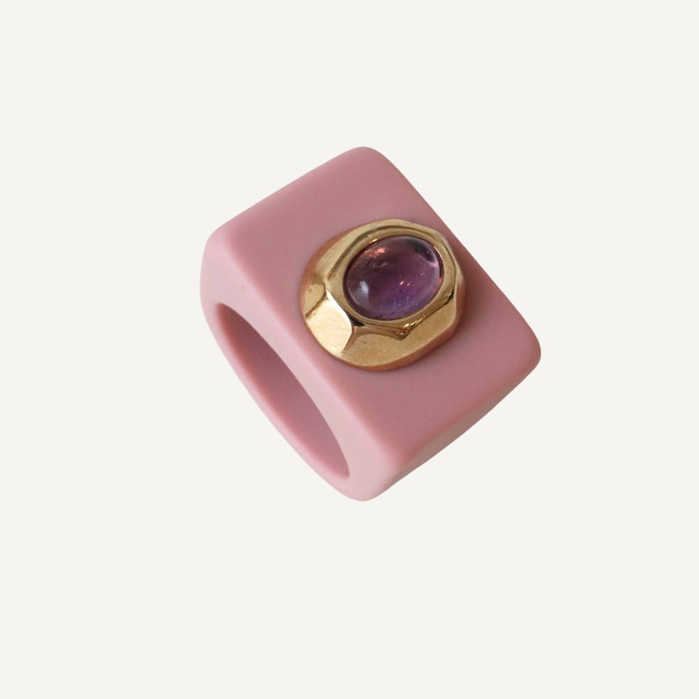 Anillo color rosa viejo con amatista - La Petite Sophie