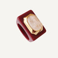 Anillo grande burdeos con cuarzo rosa - La Petite Sophie