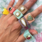 Anillo para mujer Mint con piedra natural cuarzo sandia