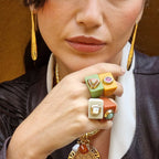 Anillo grande color verde pistacho con unakita - La Petite Sophie