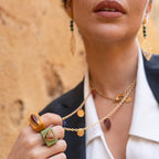 Anillo grande color verde pistacho con unakita - La Petite Sophie