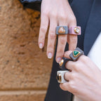 Anillo grande marrón con malaquita - La Petite Sophie