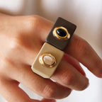 Anillo grande mujer marrón con onix