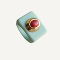Anillo grande para mujer mint amazonita roja - La Petite Sophie