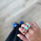 Anillo grande para mujer mint amazonita roja - La Petite Sophie