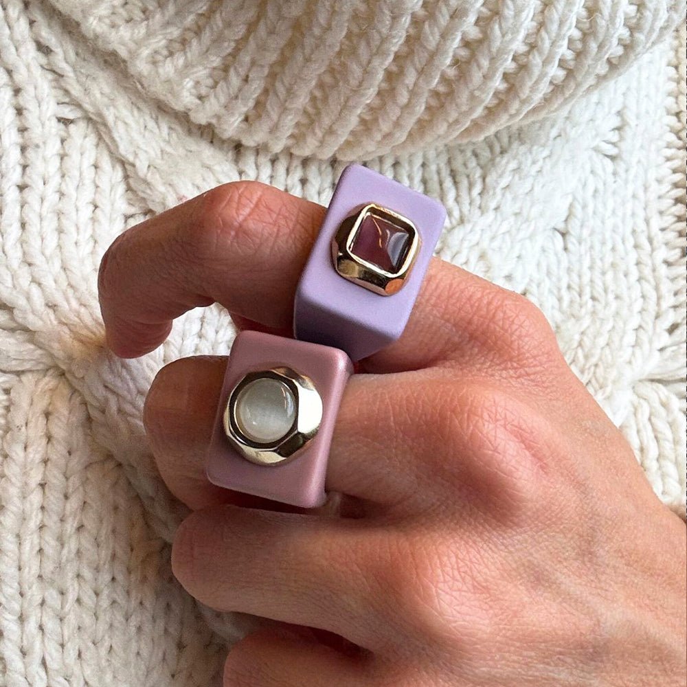 Anillo mujer color lavanda con selenita - La Petite Sophie