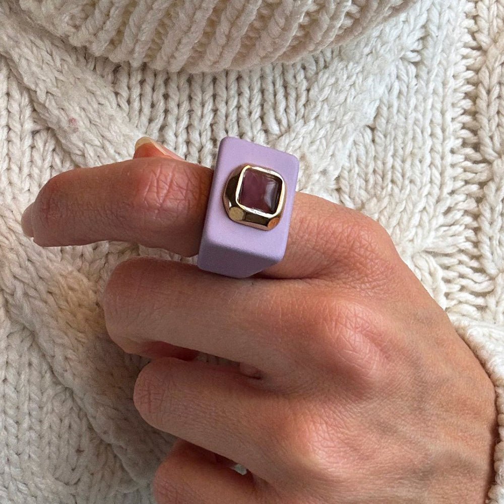 Anillo mujer color lavanda con selenita - La Petite Sophie