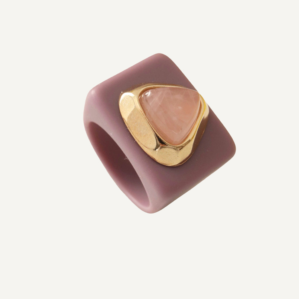 Anillo mujer color mora cuarzo rosa