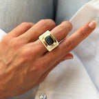 Anillo mujer crema con labradorita - La Petite Sophie