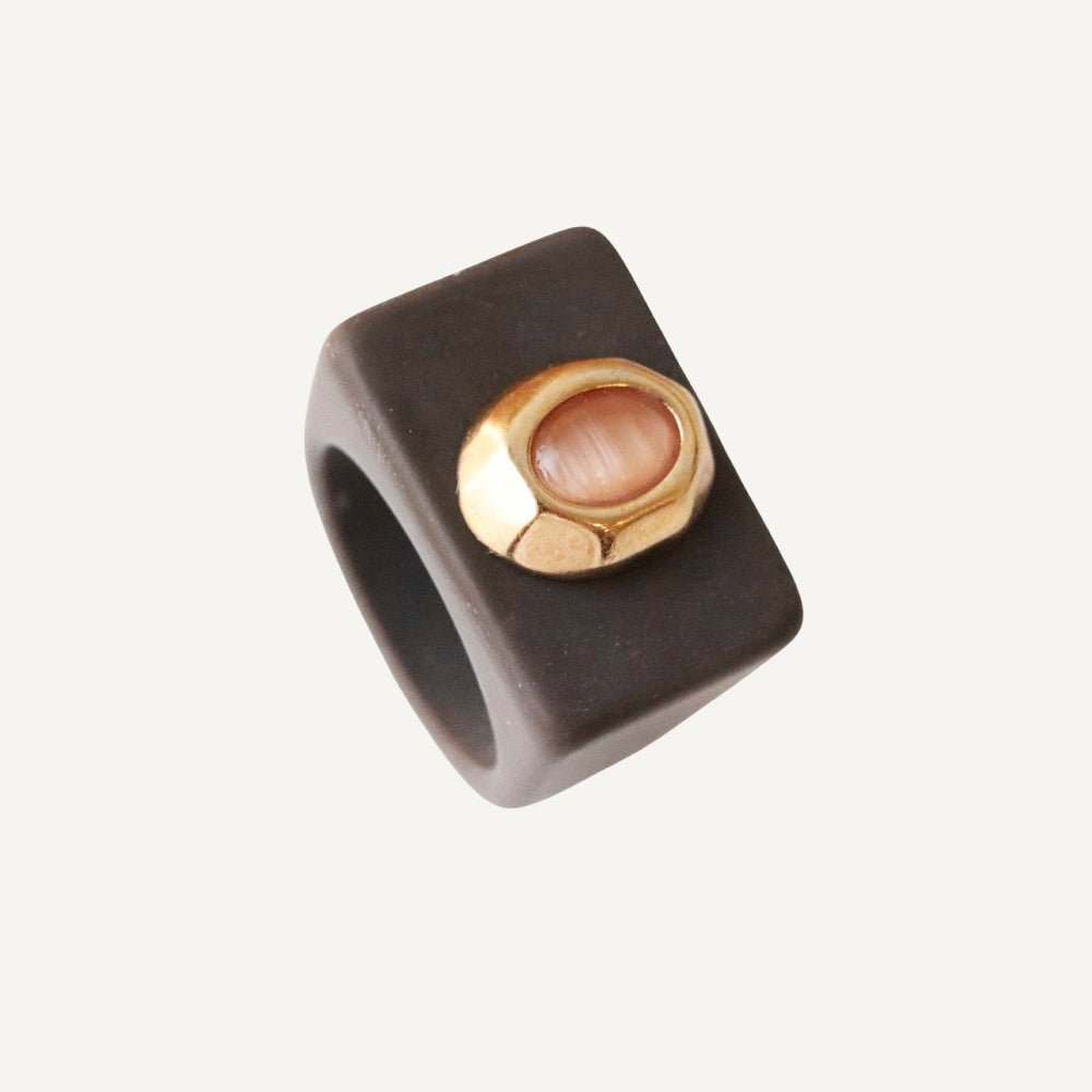 Anillo mujer Marrón con selenita salmón SAIRA - La Petite Sophie