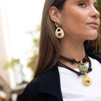 Anillo mujer mostaza con selenita azul SAIRA - La Petite Sophie