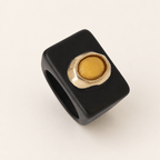 Anillo mujer negro con amazonita amarilla SAIRA - La Petite Sophie