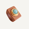Anillo para mujer color moka con piedra turquesa - La Petite Sophie