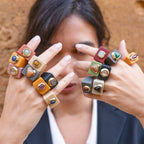 Anillo para mujer color moka con piedra turquesa - La Petite Sophie