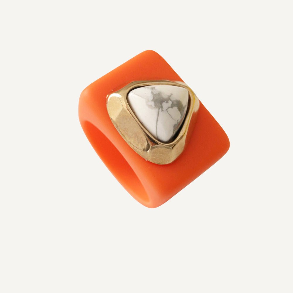 Anillo para mujer color naranja mármol - La Petite Sophie