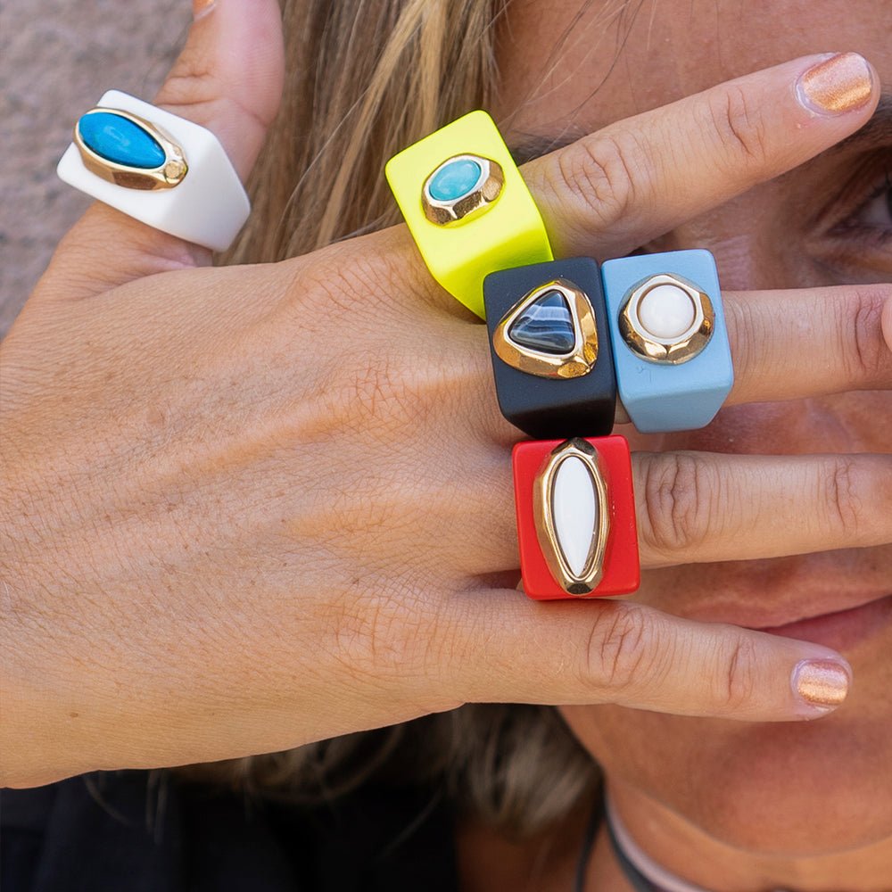 Anillo para mujer color naranja mármol - La Petite Sophie
