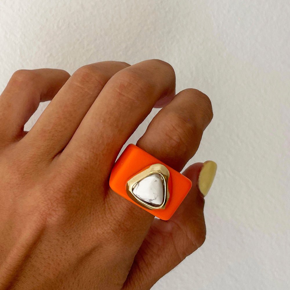 Anillo para mujer color naranja mármol - La Petite Sophie