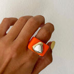 Anillo para mujer color naranja mármol - La Petite Sophie