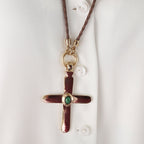 Collar cruz largo ajustable mujer piedra natural CRUZEA Monsul