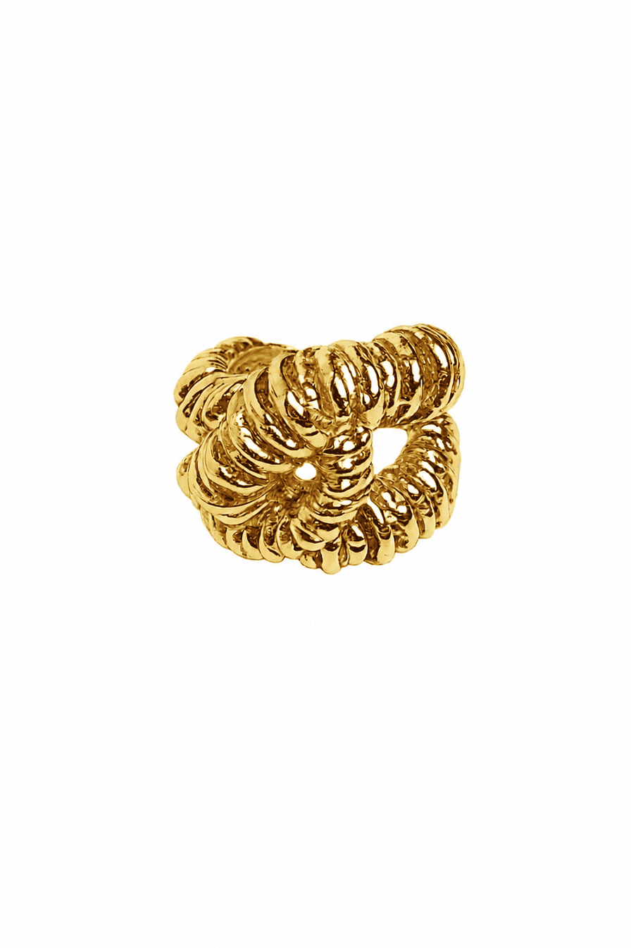 Anillo Atena dorado maxi nudo trenzado, chapado oro 14K - La Petite Sophie