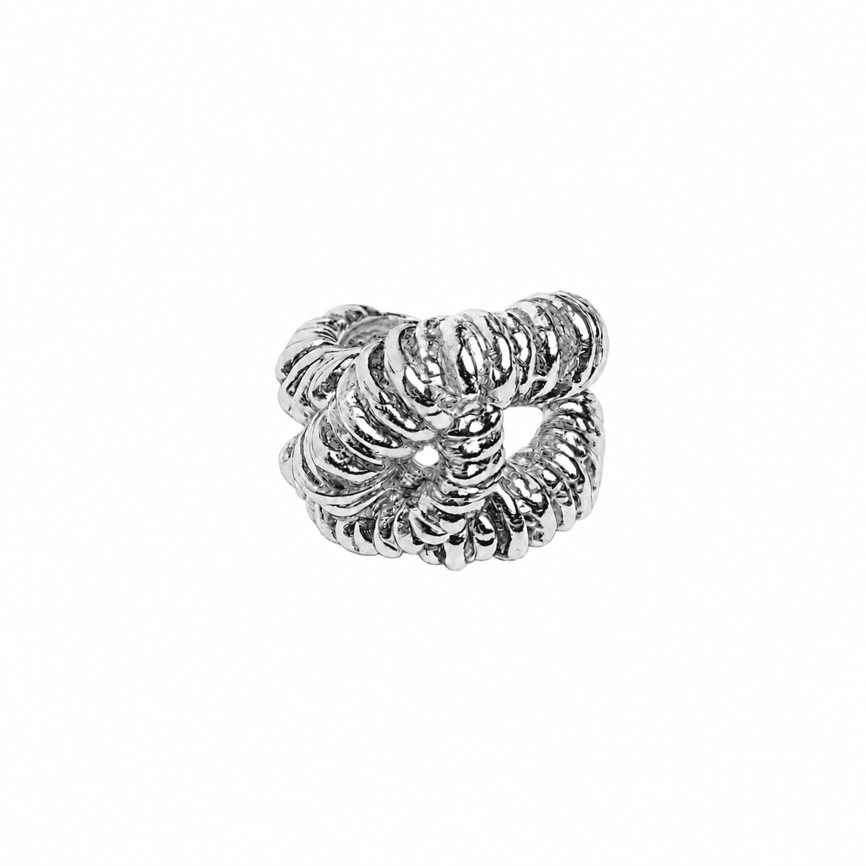Anillo Atena plateado maxi nudo trenzado, acero inoxidable - La Petite Sophie