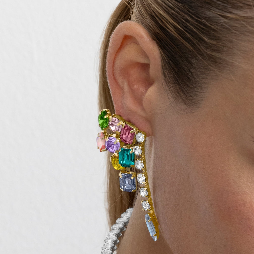 Pendientes con Cristal Multicolor acabado oro 18k - Shamwa - La Petite Sophie