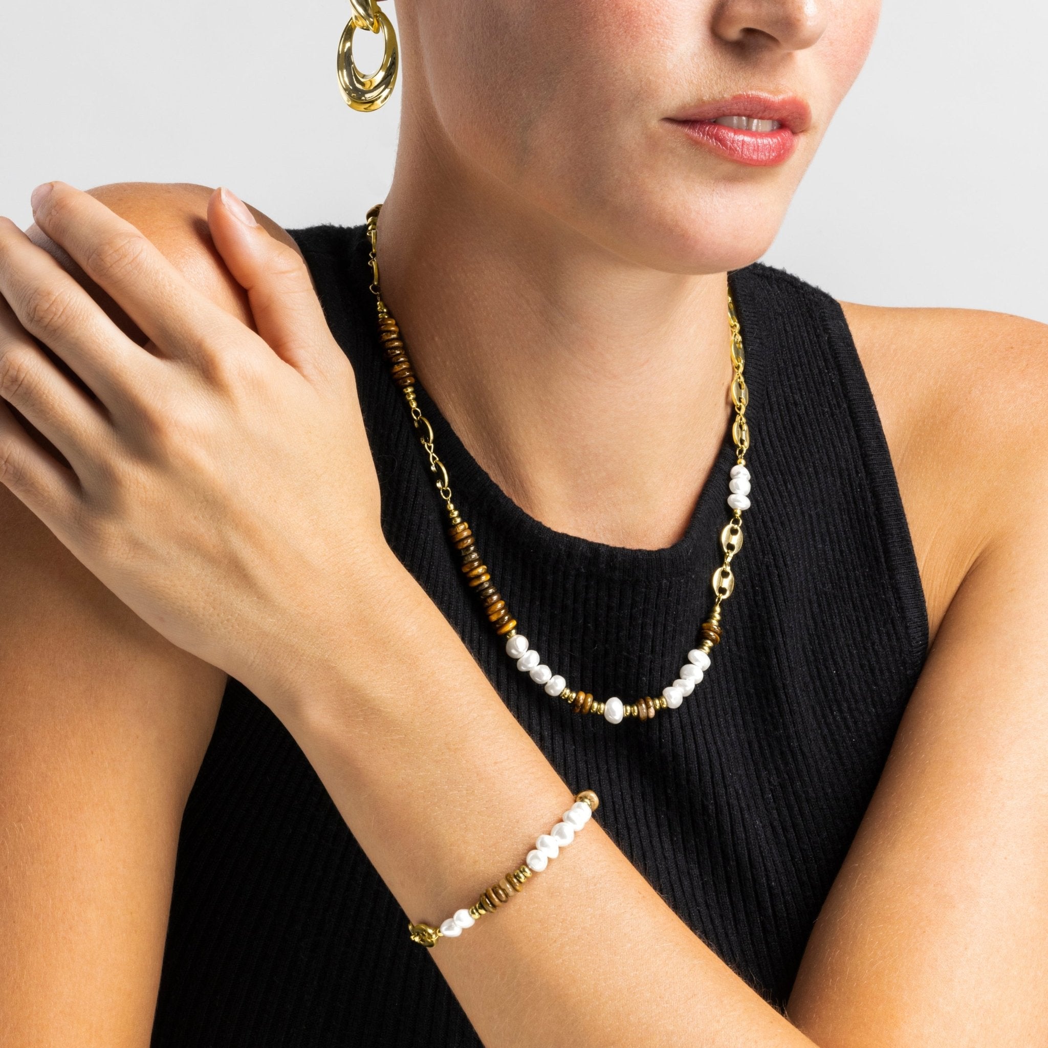Pulsera con Ojo de Tigre acabado oro 18k - Kimbalbo - La Petite Sophie