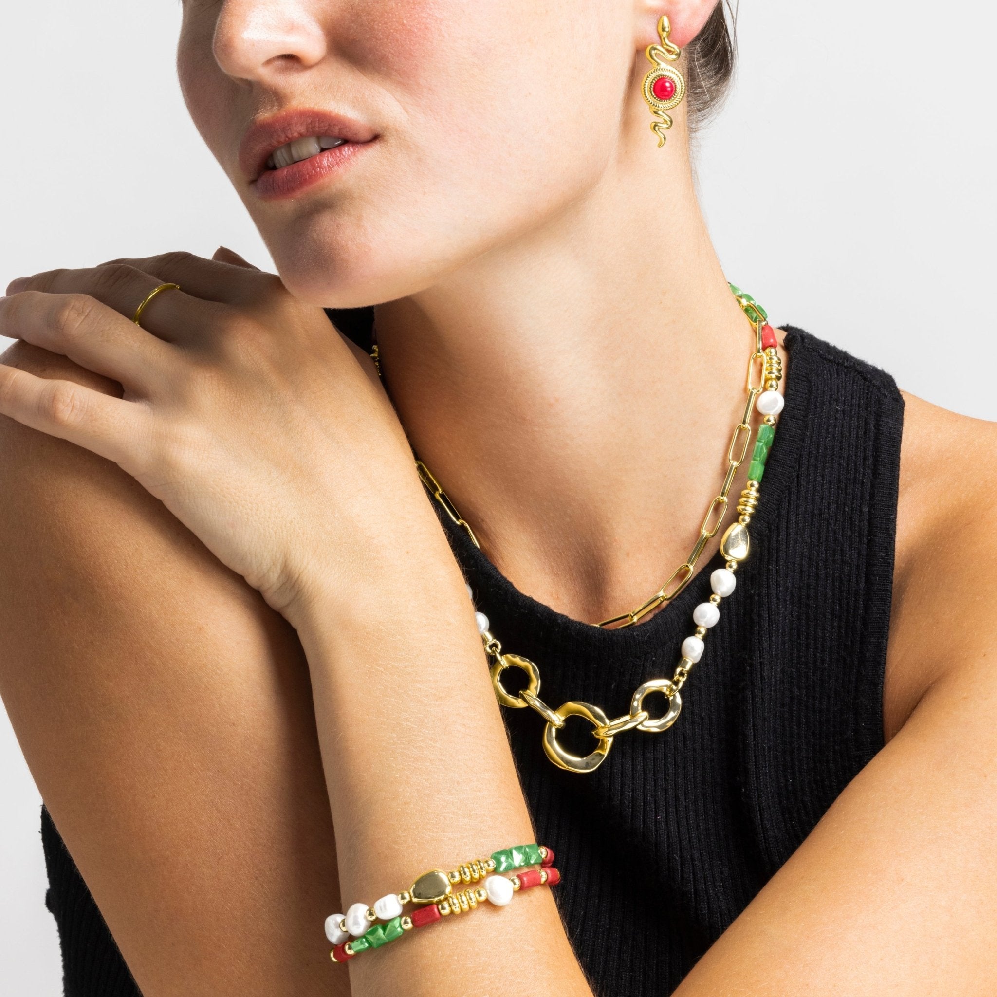 Pulsera con Perla Blanca acabado oro 18k - Kany - La Petite Sophie